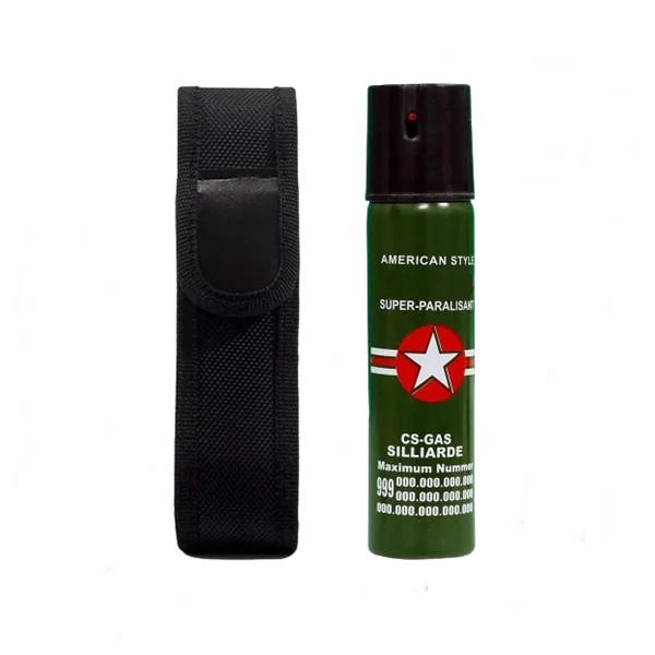 Set baston telescopic si spray cu piper DEPOX®, otel inoxidabil, 64 cm/60 ml, 3 sectiuni, argintiu/verde, husa inclusa [7]