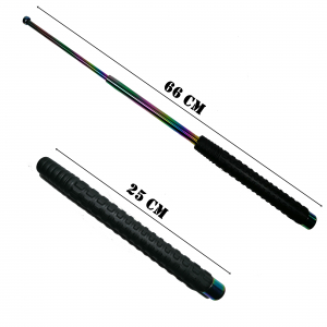 Set baston telescopic otel 3 sectiuni si rozeta box craniu DEPOX®, 66 cm/12 cm, husa inclusa, multicolor/auriu [2]