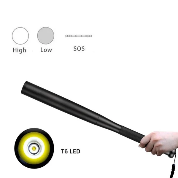 Set baston telescopic pliabil si bata de baseball cu lanternă LED DEPOX®, Finisaj Multicolor, Mâner Antiderapant, 65 cm/36 cm [10]