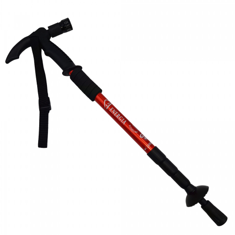 Baston trekking extensibil IdeallStore®, Ol Helper, aluminiu, lampa LED, 110 cm, rosu [2]