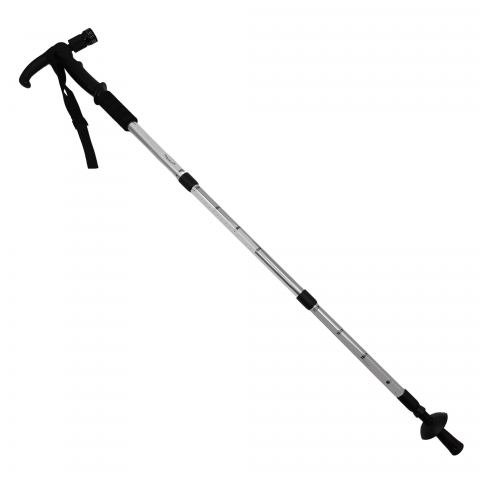 Produse si dispozitive ajutatoare locomotie - Baston trekking extensibil IdeallStore®, Ol Helper, aluminiu, lampa LED, 110 cm, argintiu