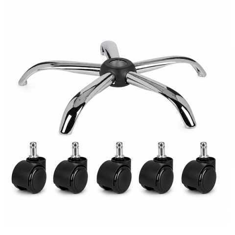 Set bază si roti pentru scaun directorial DEPOX®, metal/pvc, 60 cm, argintiu/negru [1]
