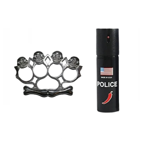 Pumnaluri si boxuri - Set rozeta model Craniu si spray paralizant chili DEPOX®, argintiu/negru, 12 cm/60 ml