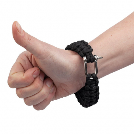 Bratara supravietuire IdeallStore®, Military Surplus, paracord, 24 cm, negru [3]