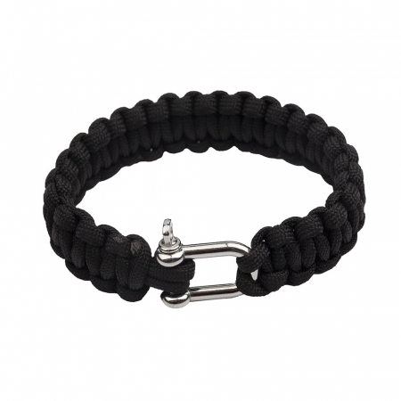SPORT & TIMP LIBER - Bratara supravietuire IdeallStore®, Military Surplus, paracord, 24 cm, negru
