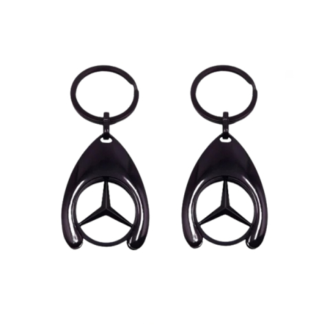 Brelocuri - Set de doua brelocuri de chei DEPOX®, Mercedes, 7.5 cm, metal, negru