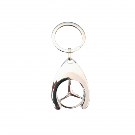 Set 2 Brelocuri Mercedes-Benz, Metal, Design Elegant, Inele pentru Chei, Auriu/Argintiu, 7.5 cm/9 cm [2]