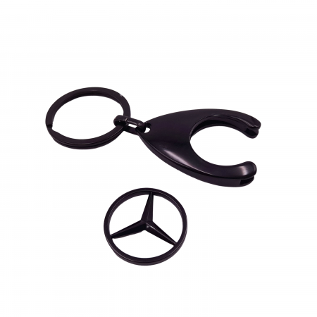 Set 2 Brelocuri Mercedes-Benz, Metal, Design Elegant, Inele pentru Chei, Auriu/Negru, 7.5 cm/9 cm [4]