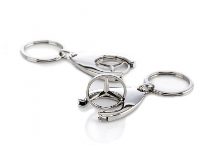 Set 2 Brelocuri Mercedes-Benz, Metal, Design Elegant, Inele pentru Chei, Auriu/Argintiu, 7.5 cm/9 cm [4]