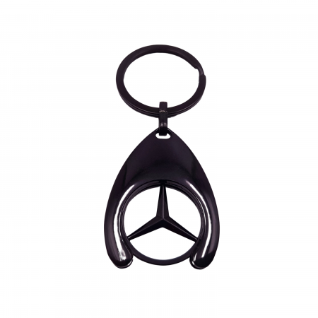 Set 2 Brelocuri Mercedes-Benz, Metal, Design Elegant, Inele pentru Chei, Auriu/Negru, 7.5 cm/9 cm [2]