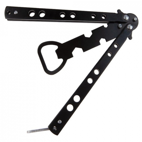 Briceag antrenament IdeallStore®, Party Opener, deschizator capace, otel inoxidabil, 22.5 cm, negru [1]