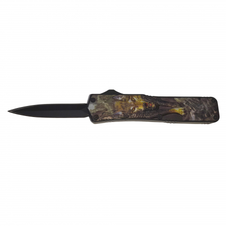 SPORT & TIMP LIBER - Briceag automat de vanatoare IdeallStore®, Wolf Blood, metalic, 13.5 cm, negru