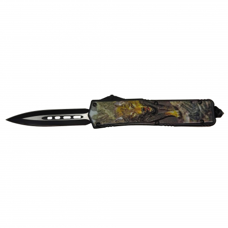 SPORT & TIMP LIBER - Briceag automat de vanatoare IdeallStore®, Wolf Blood, metalic, 22 cm, negru