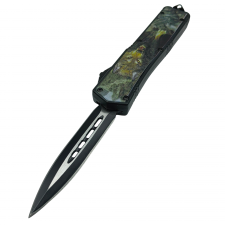 Briceag automat de vanatoare IdeallStore®, Wolf Blood, metalic, 22 cm, negru [1]