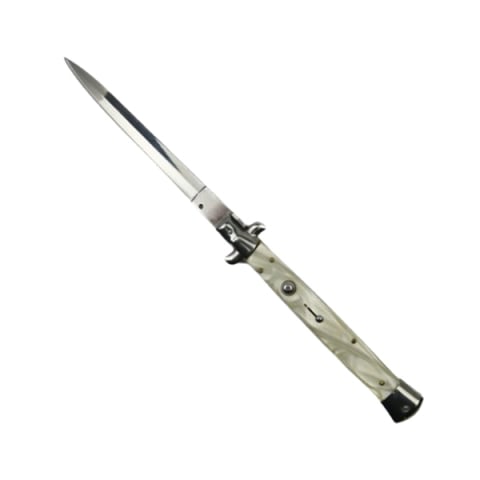 Bricege - Briceag automat stiletto, Italian Blade, otel inoxidabil, husa inclusa, argintiu, 33 cm