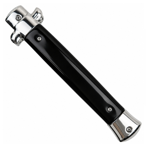 Cuțit cu lamă tip stiletto automat DEPOX®, mâner negru, 27 cm, cu husă inclusa [3]