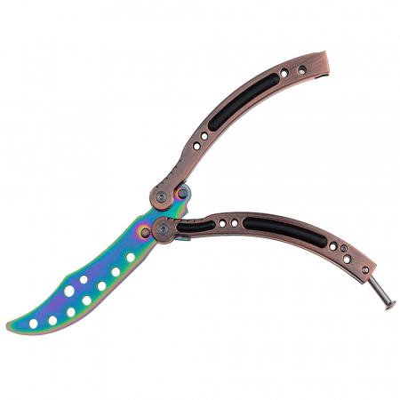 Briceaguri fluture & antrenament - Briceag de antrenament IdeallStore, Rainbow Madness, 24 cm, teaca inclusa