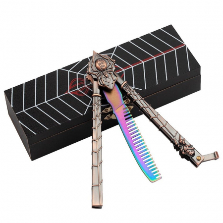 Briceaguri fluture & antrenament - Briceag de antrenament IdeallStore®, Spider King, model piaptan, 22.5 cm, multicolor, cutie lemn