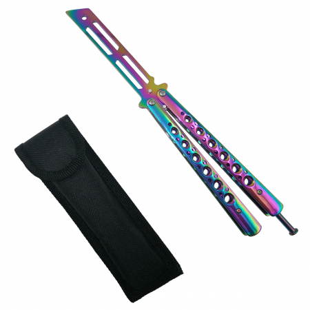 Briceaguri fluture & antrenament - Briceag de antrenament, model fluture, Rainbow Stylish, 23.5 cm, multicolor, husa inclusa