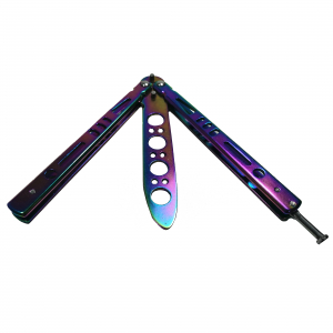 Briceag fluture de antrenament IdeallStore®, otel inoxidabil, Rainbow Training, multicolor, 21.5 cm [2]