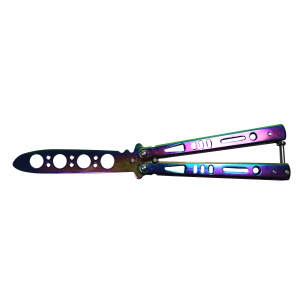 Briceag fluture de antrenament IdeallStore®, otel inoxidabil, Rainbow Training, multicolor, 21.5 cm [1]