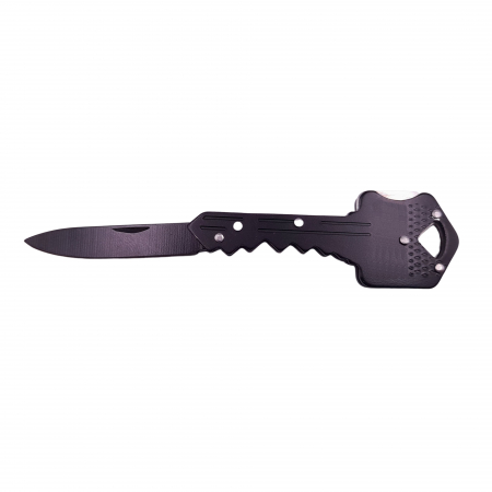 Briceag de buzunar tip cheie IdeallStore®, Key Blade, otel inoxidabil, 10 cm, negru [1]