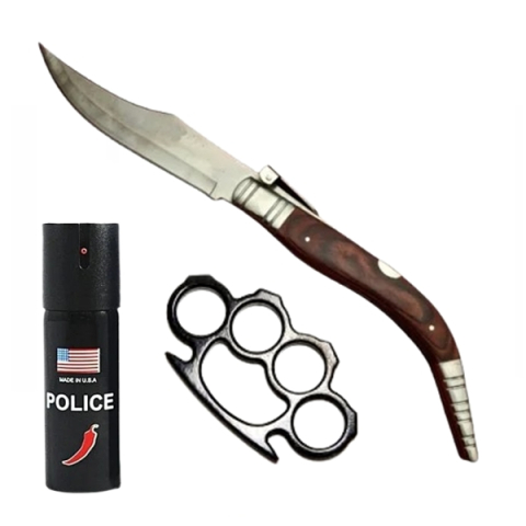 Cutite vanatoare - Set briceag de vanatoare cricket, spray paralizant chili si box autoaparare DEPOX®,50 cm/12 cm/60 ml