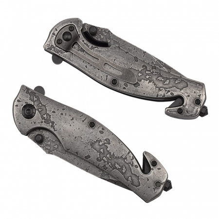 Briceag de vanatoare full metalic IdeallStore®, Future Adventure, otel inoxidabil, 21 cm, argintiu [7]
