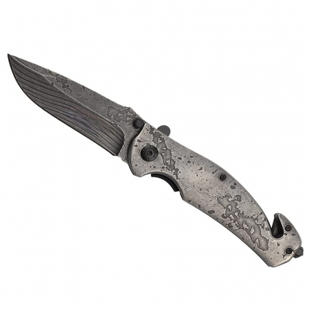 Briceag de vanatoare full metalic IdeallStore®, Future Adventure, otel inoxidabil, 21 cm, argintiu [2]