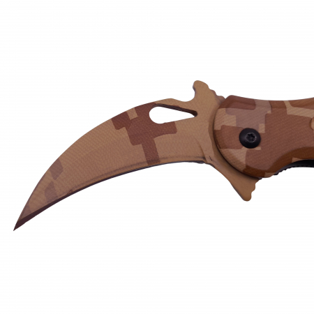 Briceag de vanatoare IdeallStore®, Desert Camo, model karambit, 20 cm, bej [3]