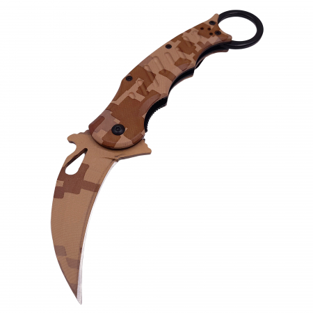 Briceag de vanatoare IdeallStore®, Desert Camo, model karambit, 20 cm, bej [1]