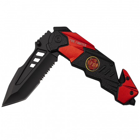 Briceag de vanatoare IdeallStore®, Fire Fighter, 21 cm, otel inoxidabil, negru, husa inclusa [6]