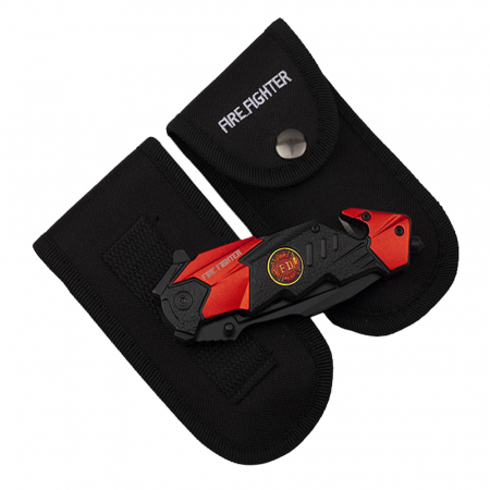Briceag de vanatoare IdeallStore®, Fire Fighter, 21 cm, otel inoxidabil, negru, husa inclusa [8]