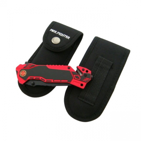 Briceag de vanatoare IdeallStore®, Firefighter Rescue, 23 cm, otel inoxidabil, rosu, husa inclusa [10]