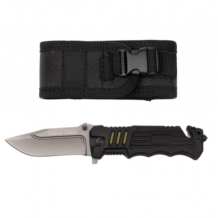Bricege - Briceag de vanatoare IdeallStore®, General Blade, otel inoxidabil, 20.5 cm, negru, teaca inclusa