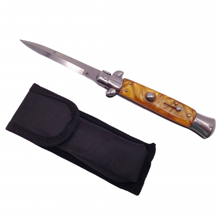 Bricege - Briceag de vanatoare IdeallStore®, Italian Wave, otel inoxidabil, 22.5 cm, argintiu, husa inclusa
