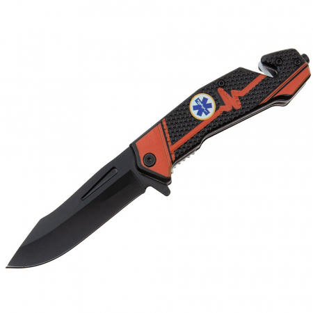 Bricege - Briceag de vanatoare IdeallStore®, Medical Rescue, 22 cm, otel inoxidabil, negru