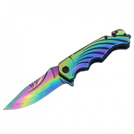 Briceag de vanatoare IdeallStore®, Rainbow Madness, otel inoxidabil, 21.5 cm, multicolor