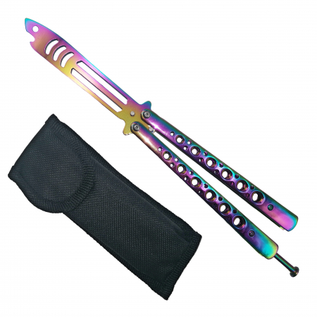 SPORT & TIMP LIBER - Briceag fluture, antrenament, Shark Dinasty, otel inoxidabil, multicolor, 24 cm