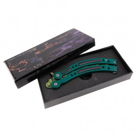 Briceag fluture de antrenament IdeallStore®, Military Chief, otel inoxidabil, 24 cm, verde, husa inclusa [6]