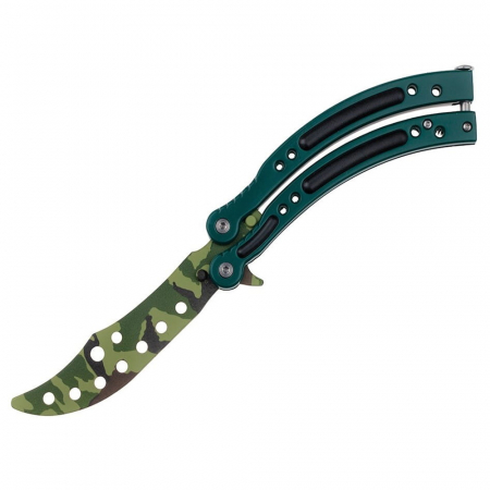 Briceag fluture de antrenament IdeallStore®, Military Chief, otel inoxidabil, 24 cm, verde, husa inclusa [1]