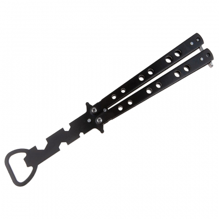 Briceag fluture de antrenament IdeallStore, model deschizator capace, At Your Service, negru, 20.5 cm [2]