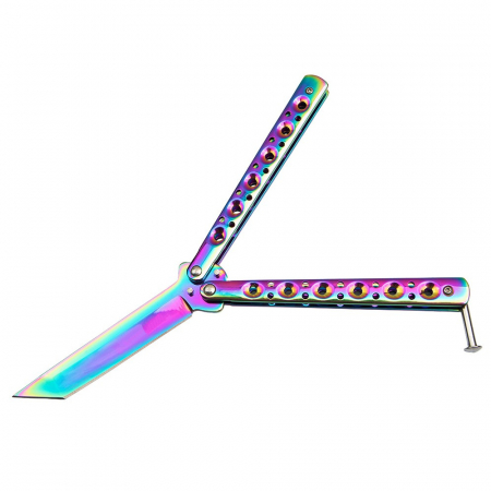 Briceag fluture de antrenament IdeallStore®, Rainbow Siege, otel inoxidabil, 22.5 cm, multicolor [3]