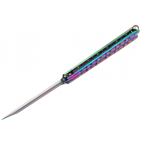 Briceag fluture de antrenament IdeallStore®, Rainbow Siege, otel inoxidabil, 22.5 cm, multicolor [5]