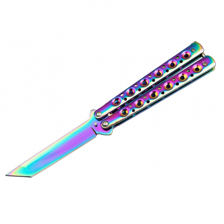 Briceaguri fluture & antrenament - Briceag fluture de antrenament IdeallStore®, Rainbow Siege, otel inoxidabil, 22.5 cm, multicolor