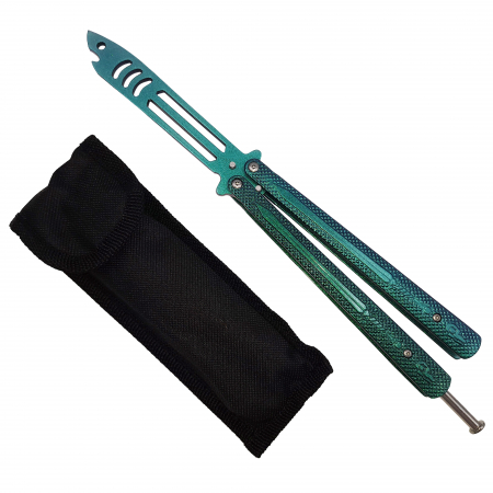 Briceaguri fluture & antrenament - Briceag fluture de antrenament IdeallStore®, Shark Pray, otel inoxidabil, 24 cm, verde