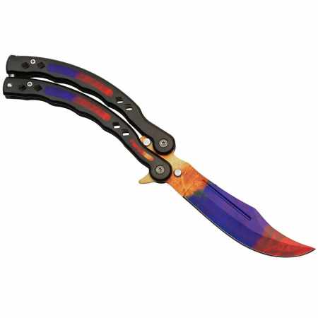 Briceag fluture de antrenament IdeallStore®, Tri-Elements, otel inoxidabil, 24.5 cm, multicolor [5]