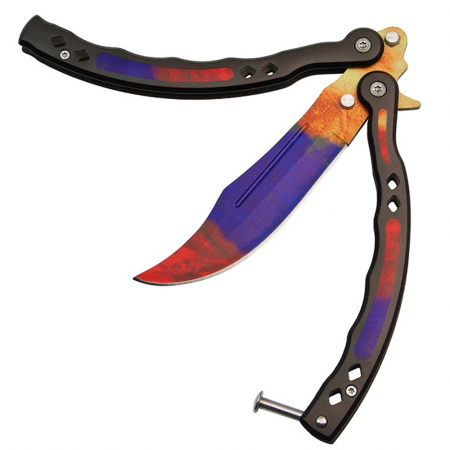 Briceag fluture de antrenament IdeallStore®, Tri-Elements, otel inoxidabil, 24.5 cm, multicolor [4]