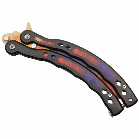 Briceag fluture de antrenament IdeallStore®, Tri-Elements, otel inoxidabil, 24.5 cm, multicolor [3]