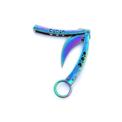 Briceag fluture karambit, DEPOX®, otel inoxidabil, 22 cm, multicolor [3]